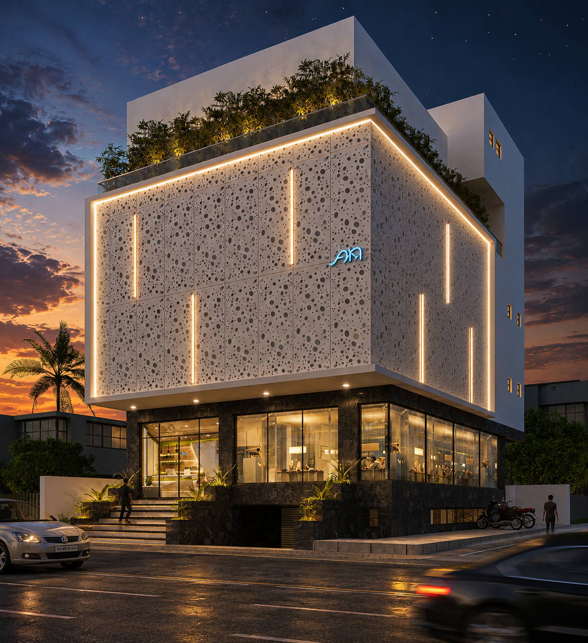 AMK Group Commercial, Bangalore, night view
