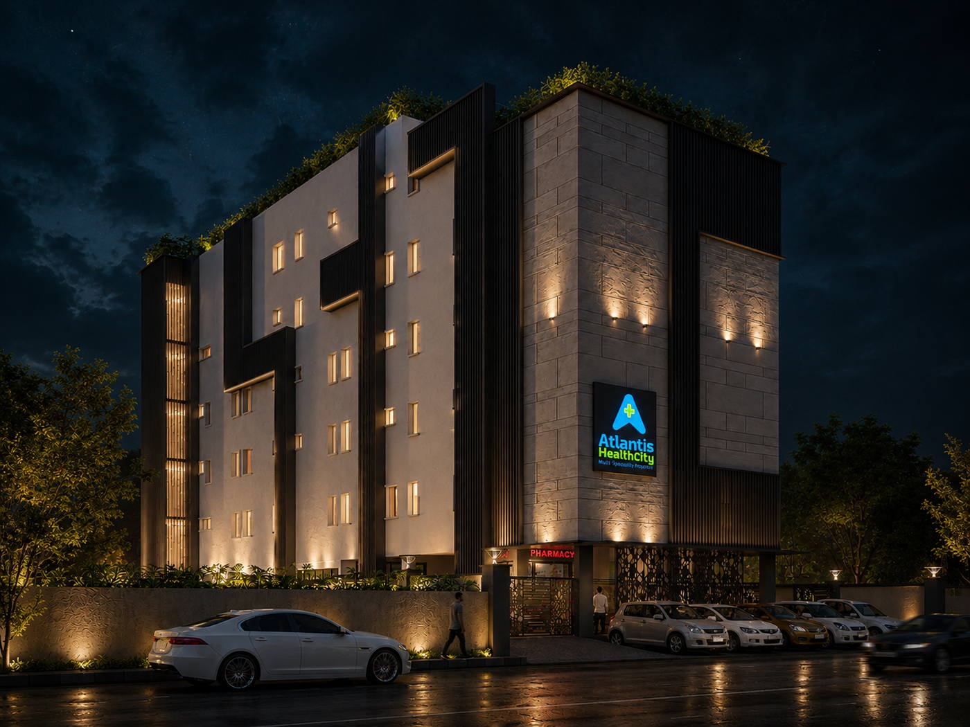 Atlantis Hospital, night view