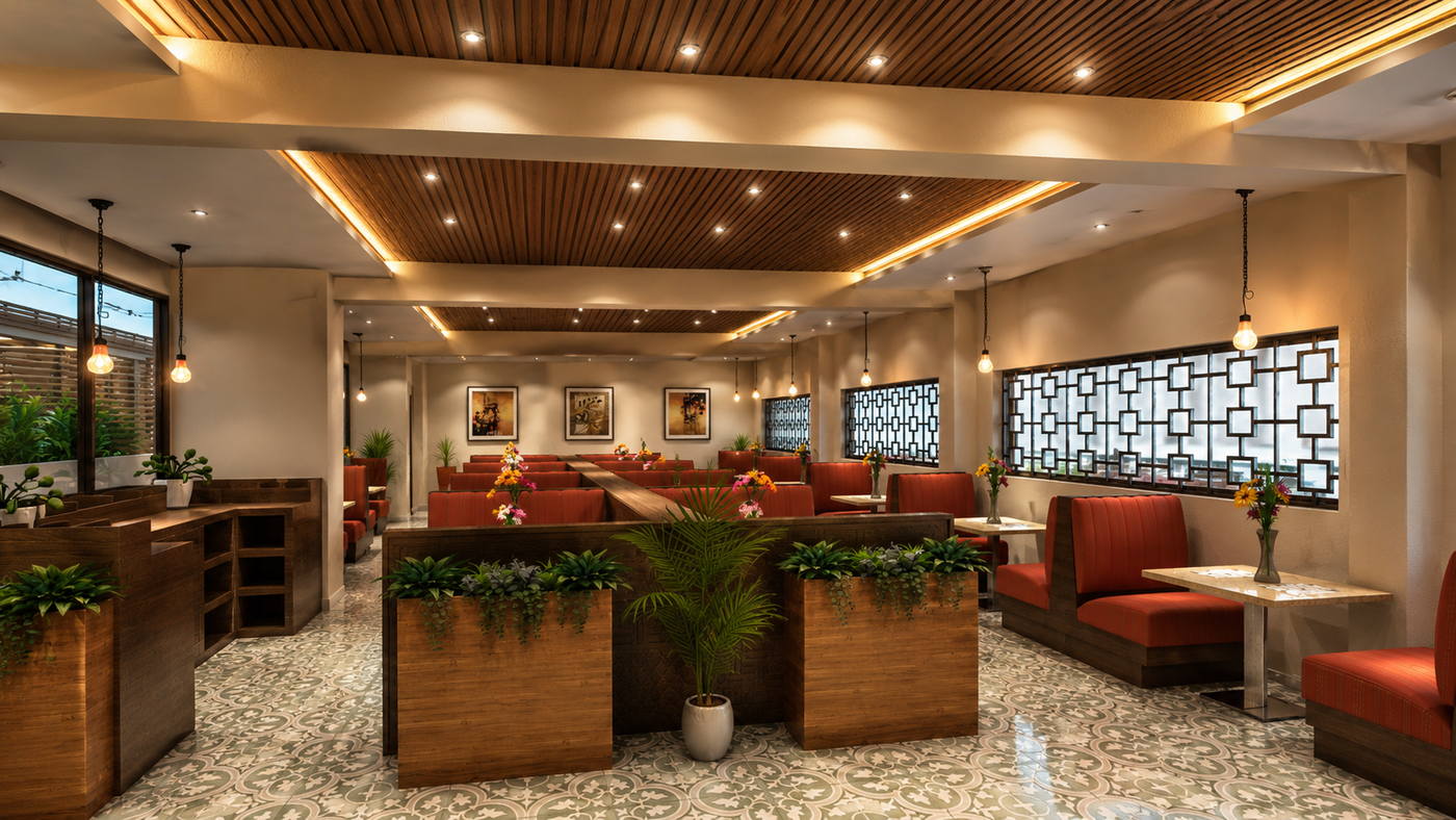 Hotel, Madurai, off top restaurent interior