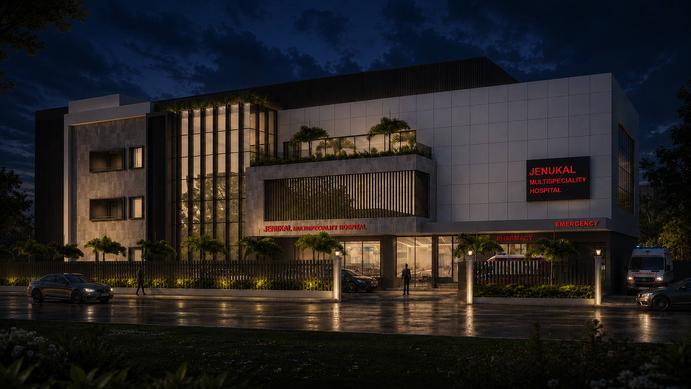 Jennukal Multispeciality Hospital, night view