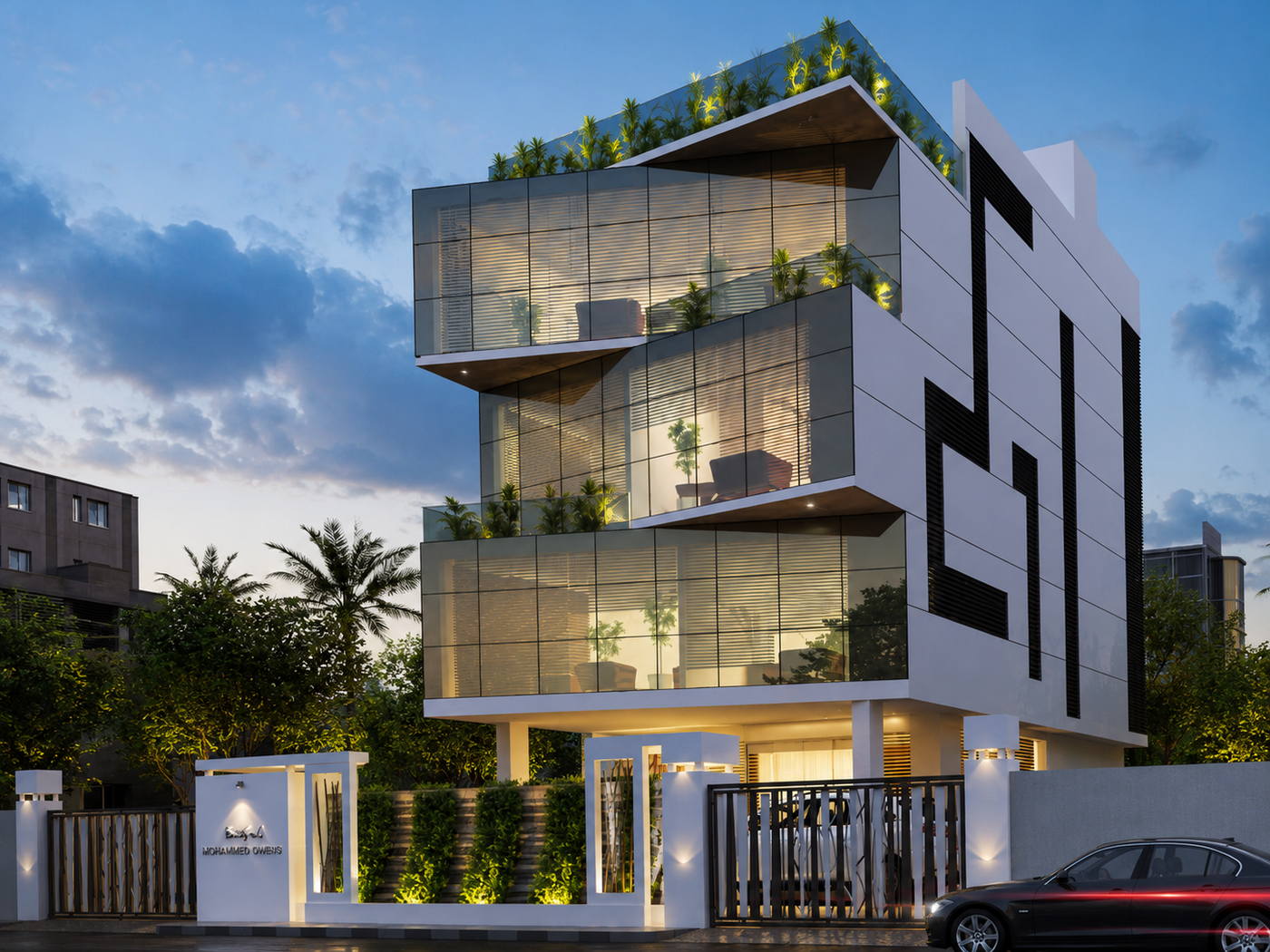 Office, Alwarpet, director arm evening view