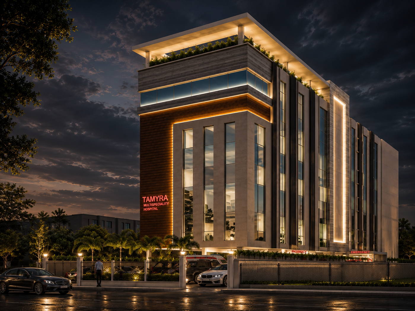 Tamyra Hospital, night view