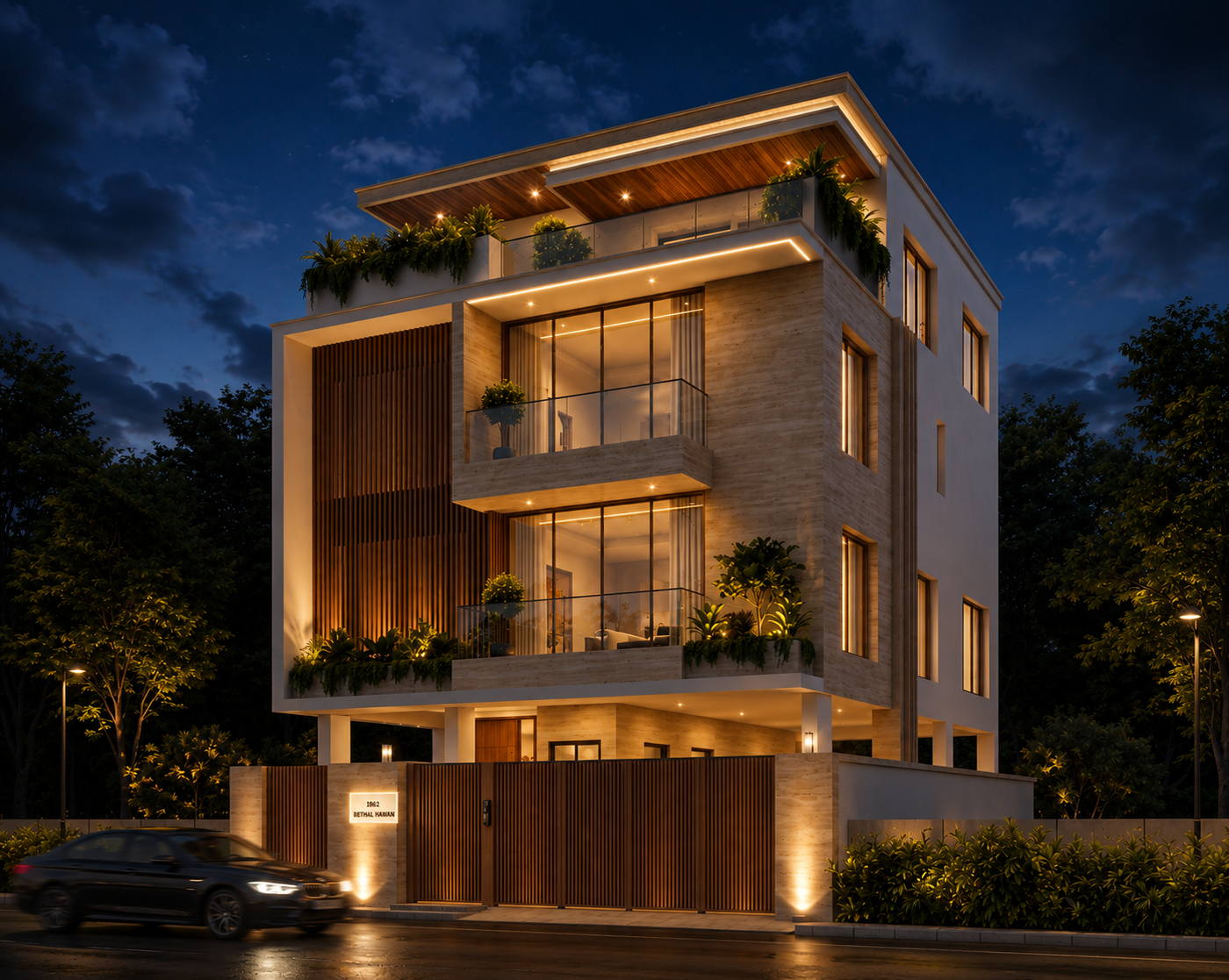 Villa, Anna Nagar, night view