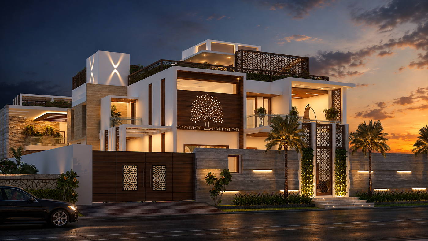 Villa, Ariyalur, villa night view