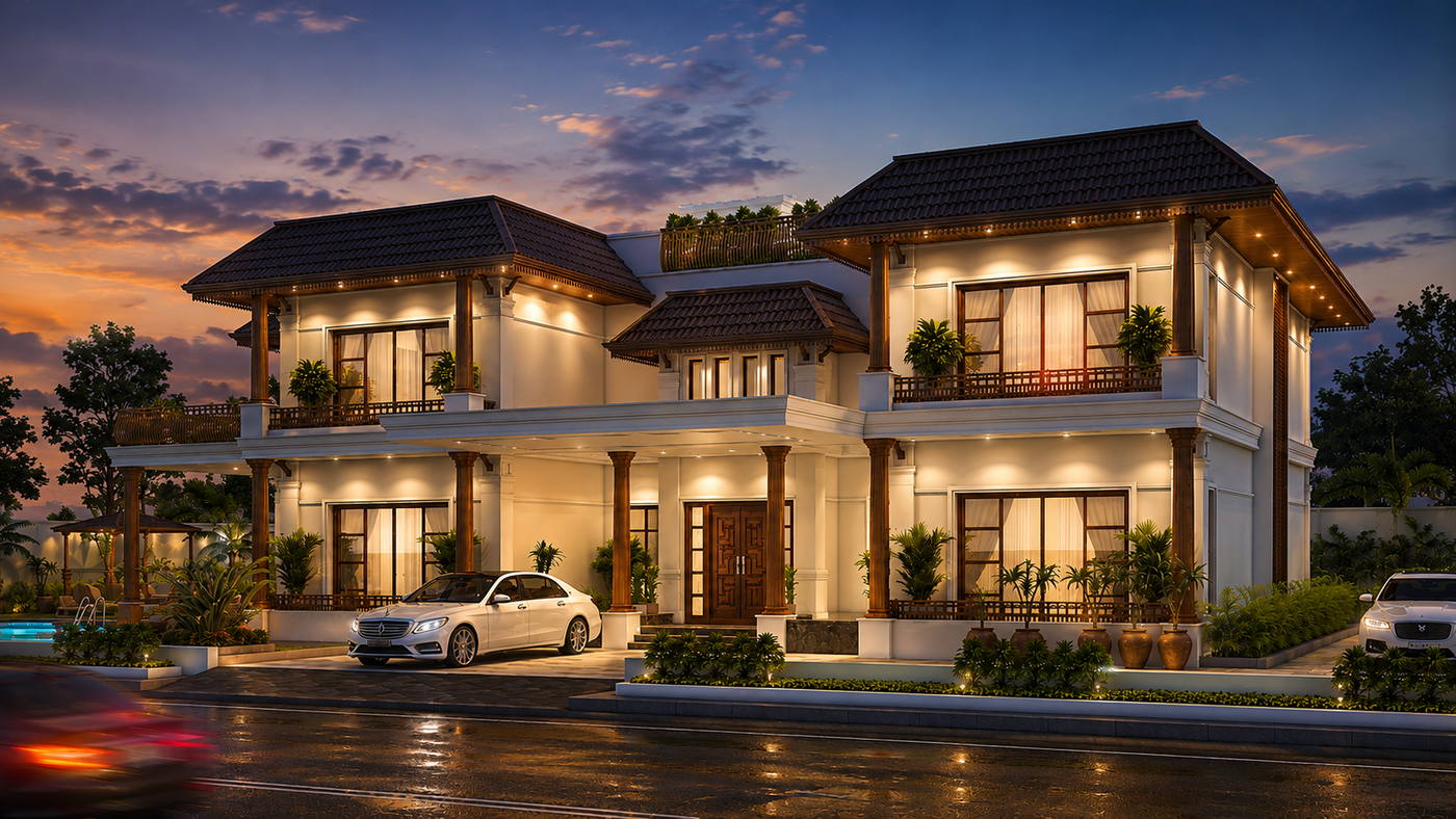 Villa, ECR (2024), halithakthar night view