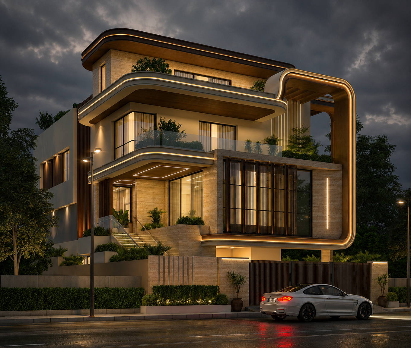 Villa, ECR (2025), night view