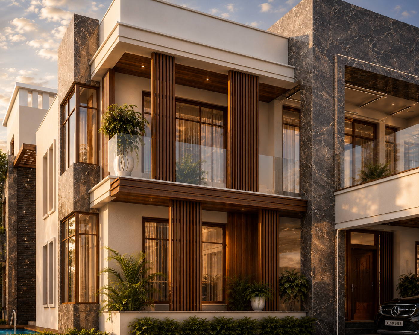 Villa, Injambakkam, exteriors