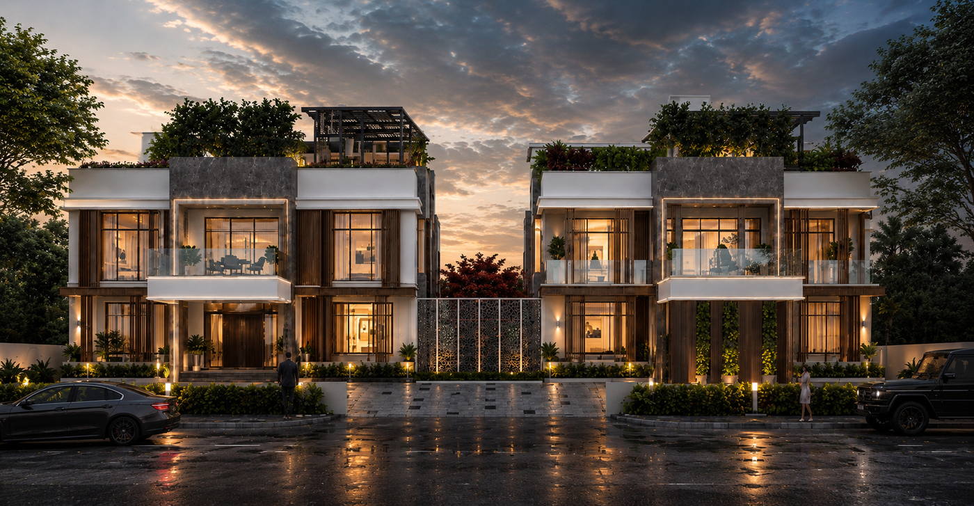 Villa, Injambakkam, exteriors