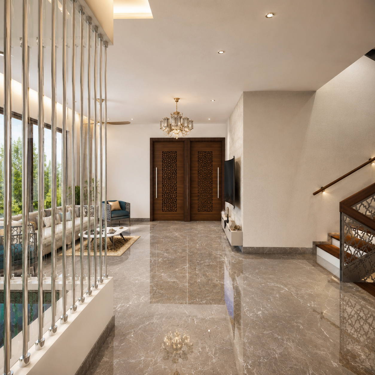 Villa, Kothari Road, living room
