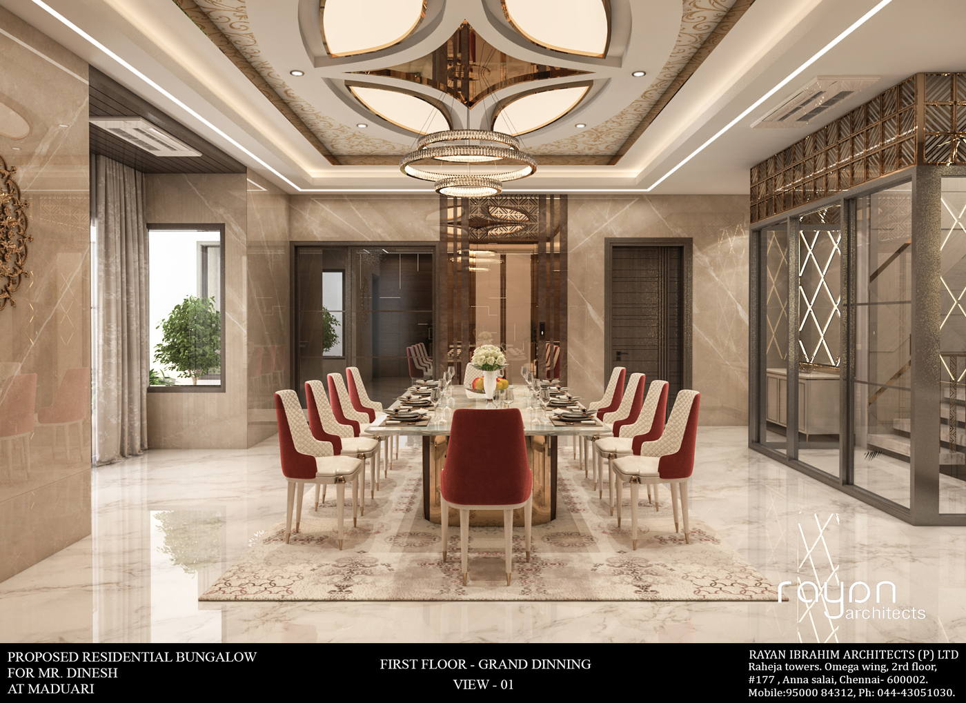 Villa, Madurai, first floor grand dinning v