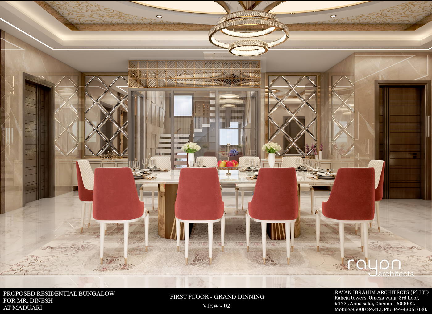 Villa, Madurai, first floor grand dinning v