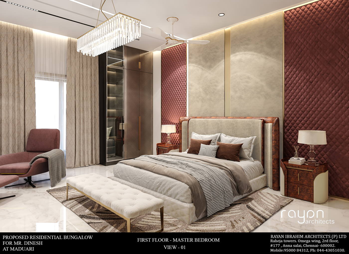 Villa, Madurai, first floor master bedroom v