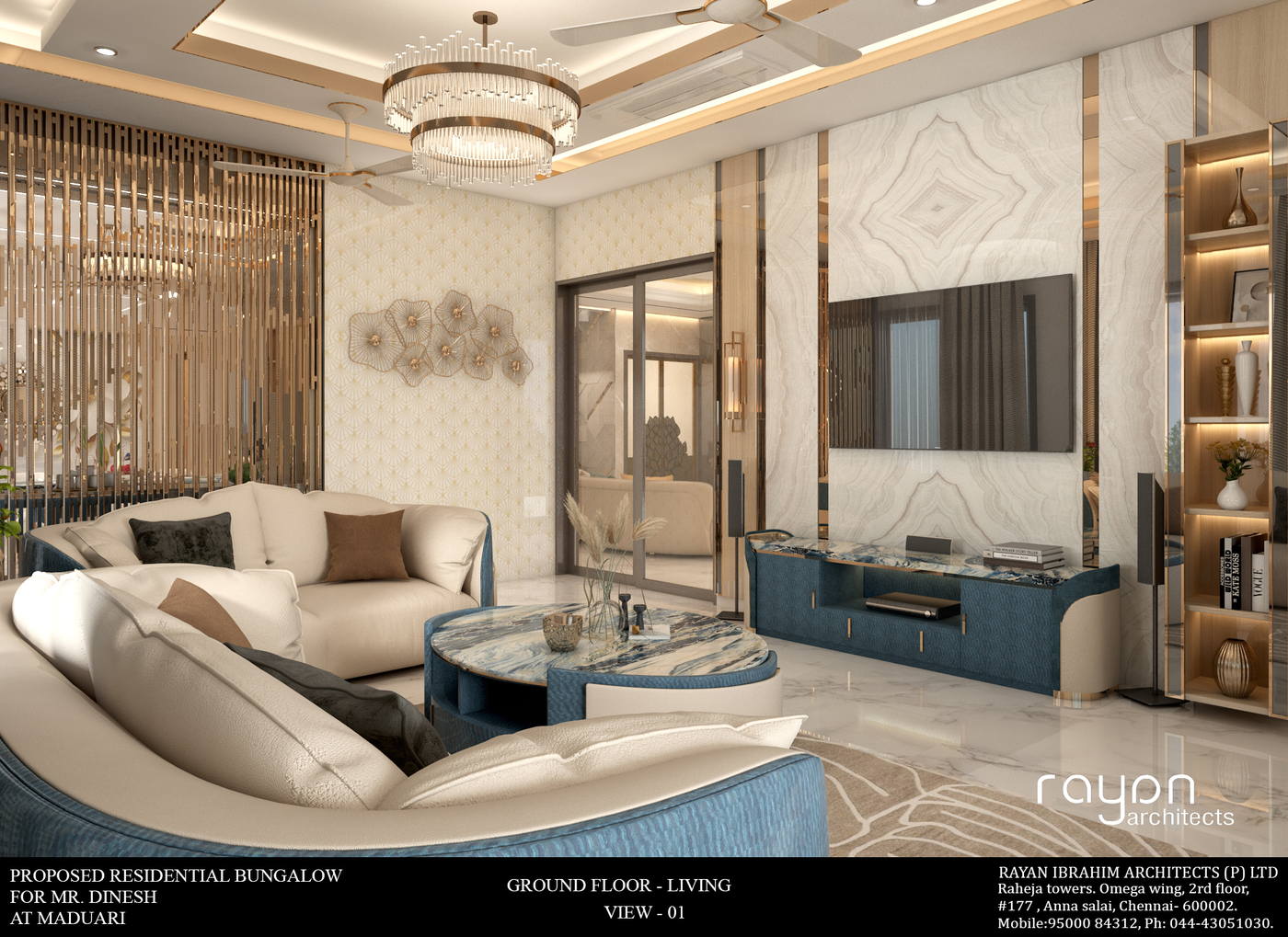 Villa, Madurai, ground floor living v