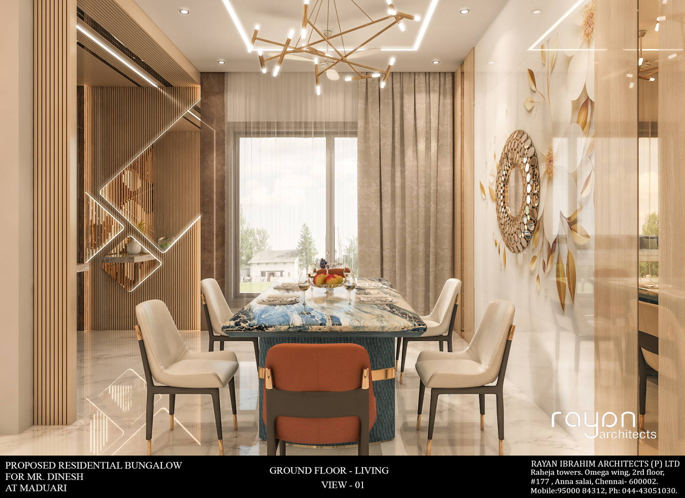 Villa, Madurai, ground floor dinning v