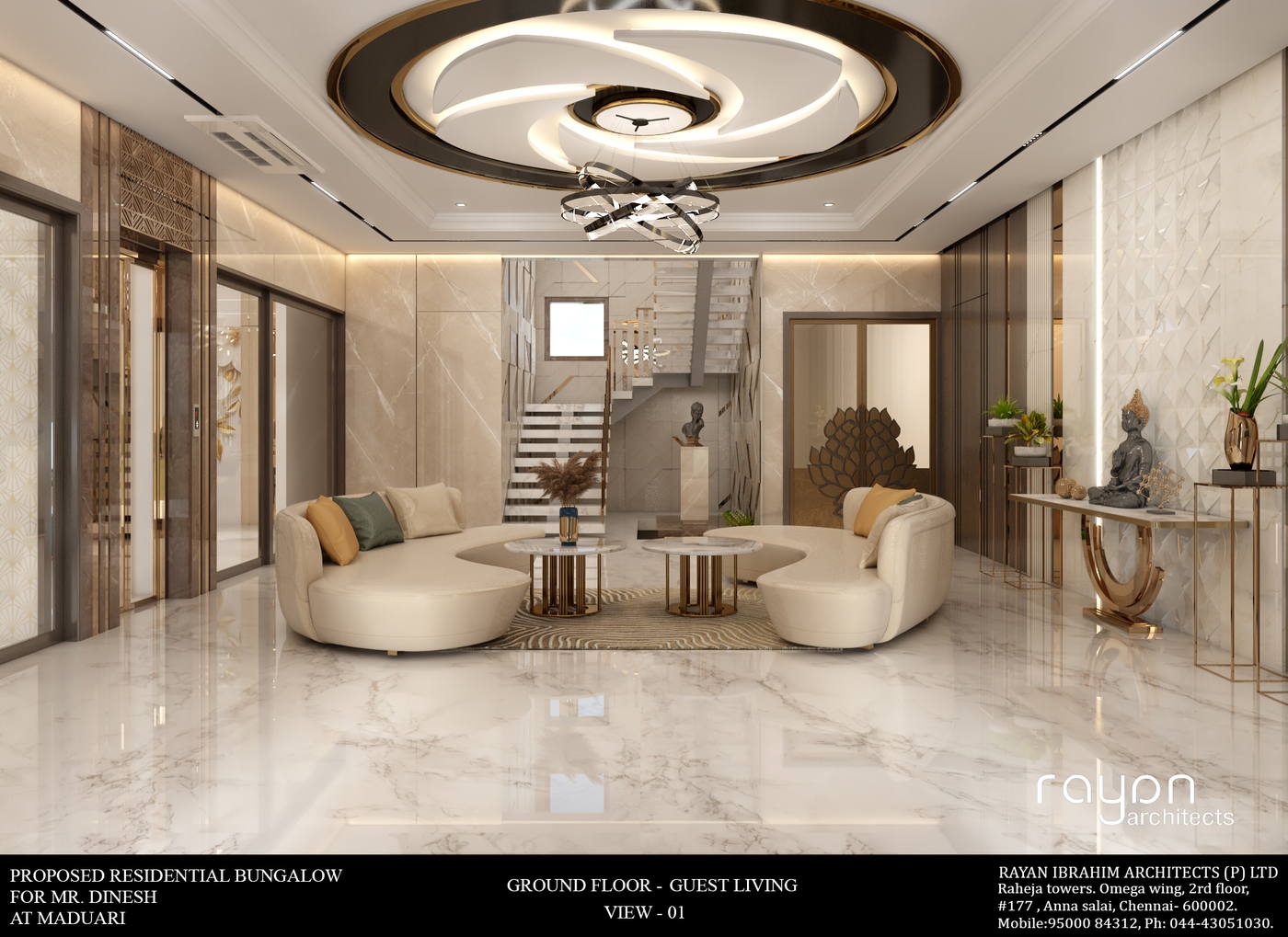 Villa, Madurai, ground floor guest living v