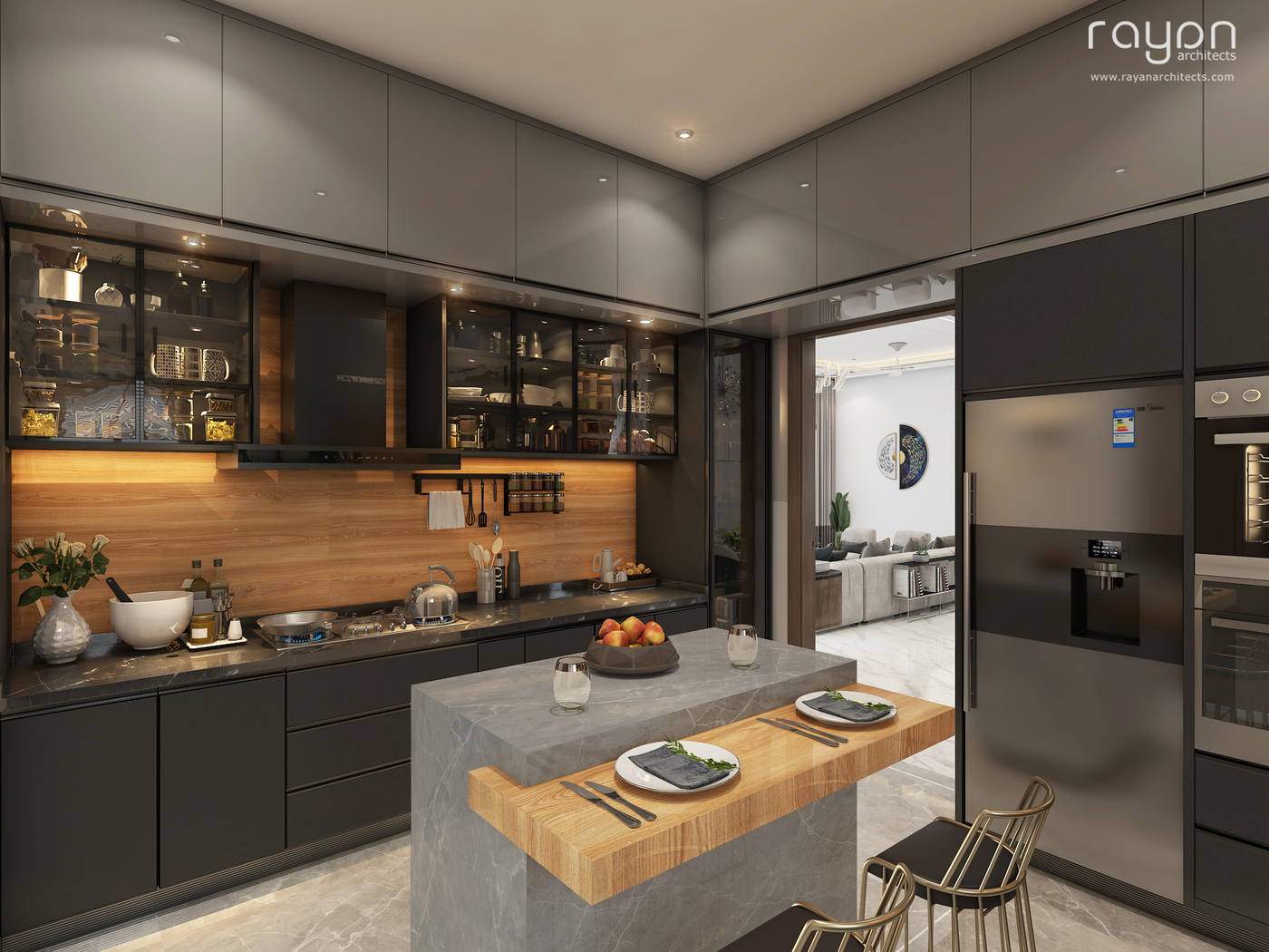 Villa, Palavakkam (2023), ground floor kitchen