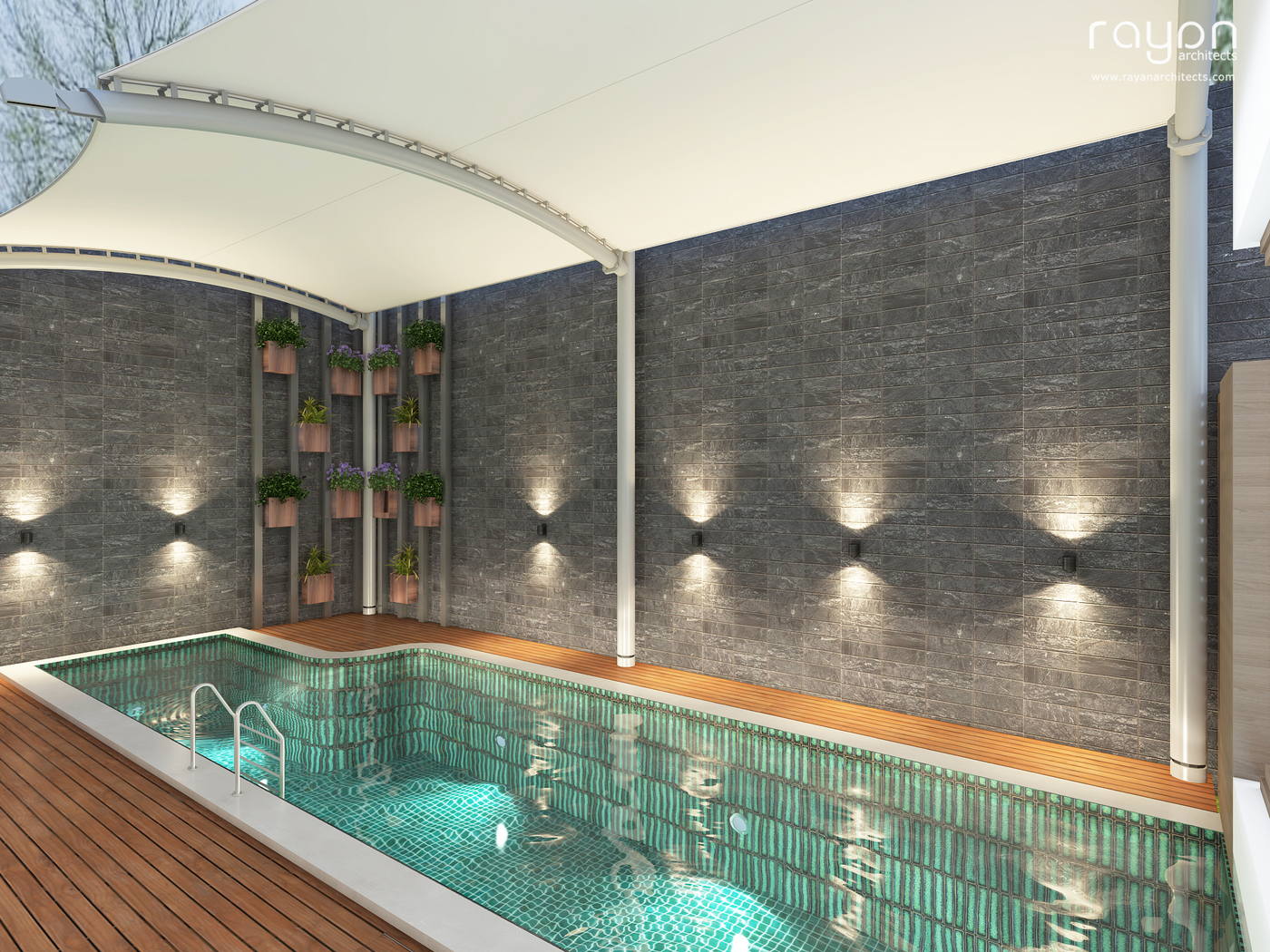 Villa, Palavakkam (2023), ground floor lap pool