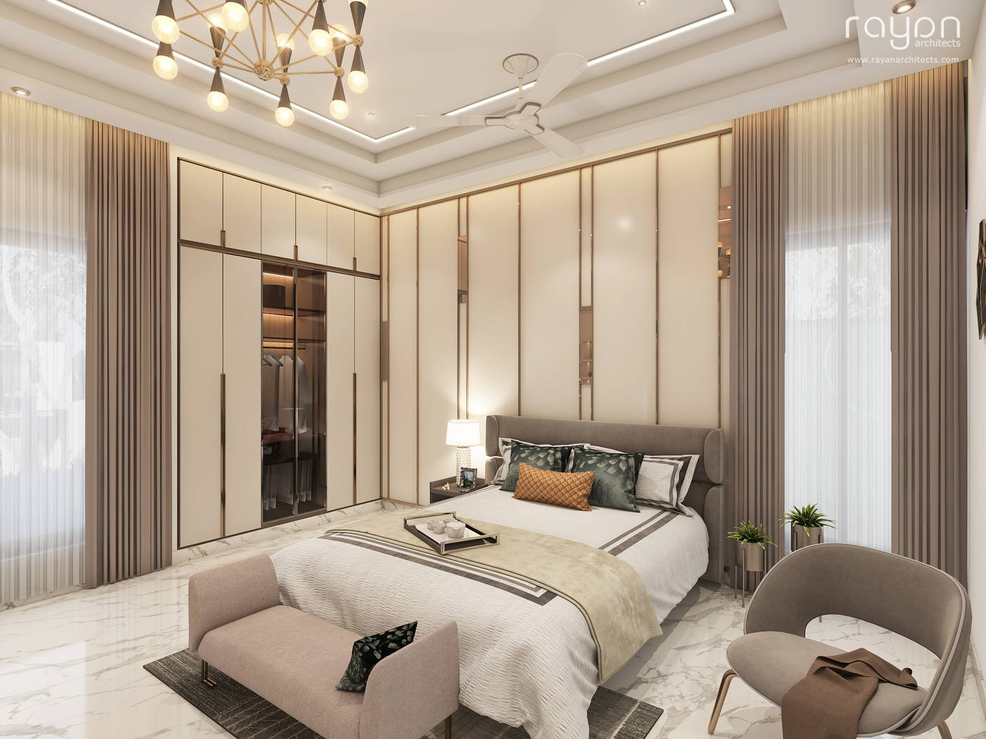 Villa, Palavakkam (2023), ground floor bedroom