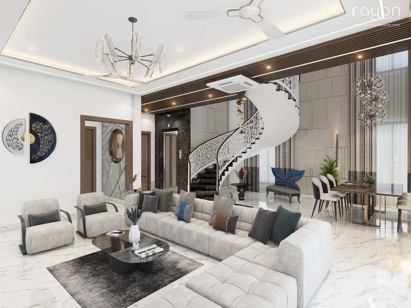 Villa, Palavakkam (2023), ground floor living