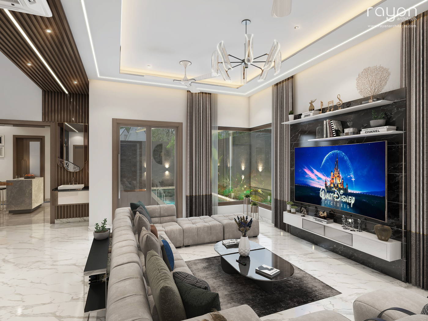 Villa, Palavakkam (2023), ground floor living gardeen