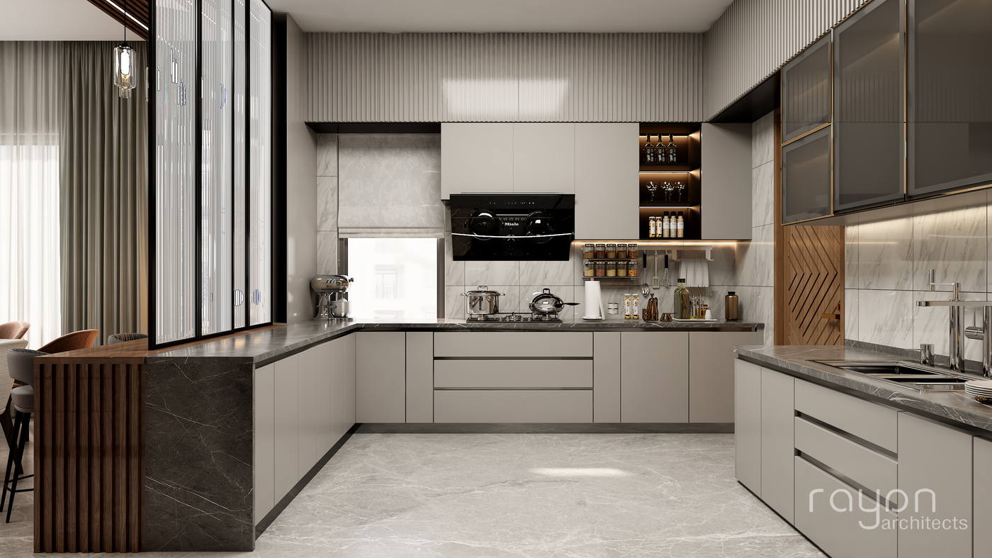 Villa, Selaiyur, first floor kitchen